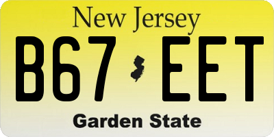 NJ license plate B67EET