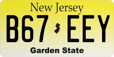 NJ license plate B67EEY