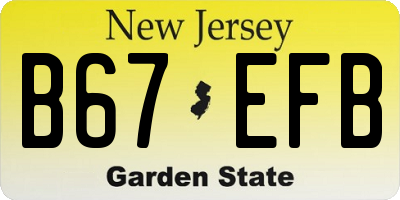NJ license plate B67EFB