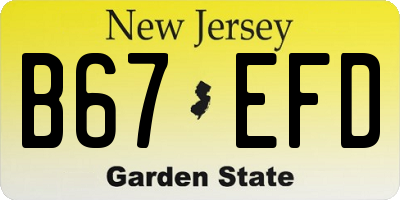 NJ license plate B67EFD