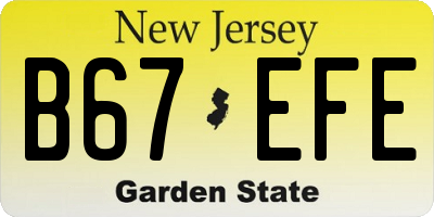NJ license plate B67EFE