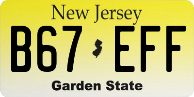 NJ license plate B67EFF