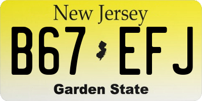 NJ license plate B67EFJ