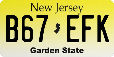 NJ license plate B67EFK