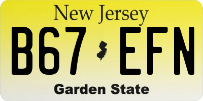 NJ license plate B67EFN