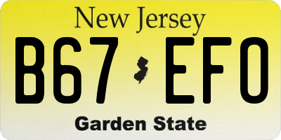 NJ license plate B67EFO