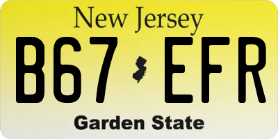NJ license plate B67EFR