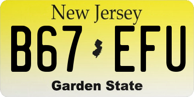 NJ license plate B67EFU