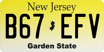 NJ license plate B67EFV
