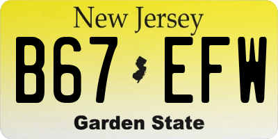 NJ license plate B67EFW