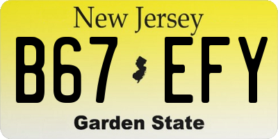 NJ license plate B67EFY