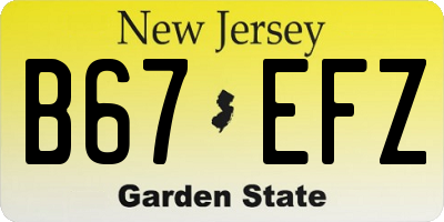 NJ license plate B67EFZ