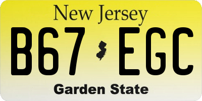NJ license plate B67EGC