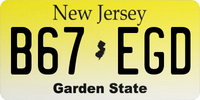 NJ license plate B67EGD