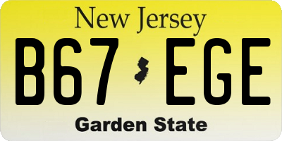 NJ license plate B67EGE