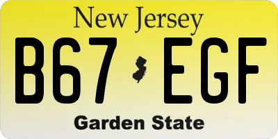 NJ license plate B67EGF