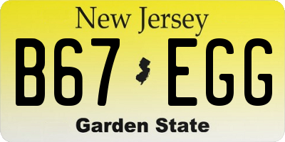 NJ license plate B67EGG