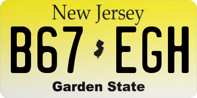NJ license plate B67EGH