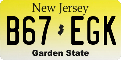 NJ license plate B67EGK