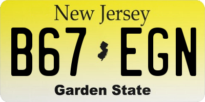 NJ license plate B67EGN