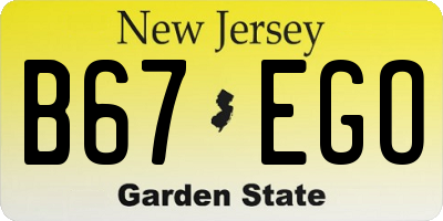 NJ license plate B67EGO