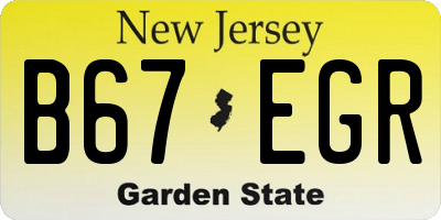 NJ license plate B67EGR