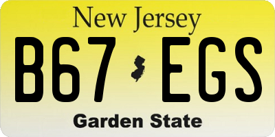 NJ license plate B67EGS