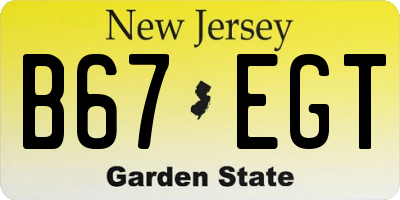 NJ license plate B67EGT