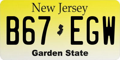 NJ license plate B67EGW