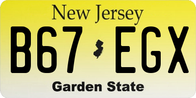 NJ license plate B67EGX