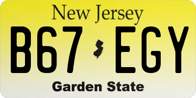 NJ license plate B67EGY
