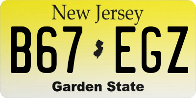 NJ license plate B67EGZ