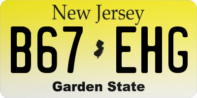NJ license plate B67EHG