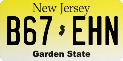 NJ license plate B67EHN