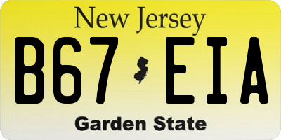 NJ license plate B67EIA