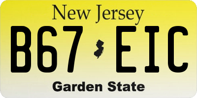 NJ license plate B67EIC