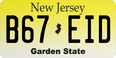 NJ license plate B67EID
