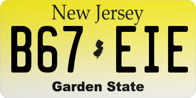 NJ license plate B67EIE