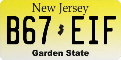 NJ license plate B67EIF