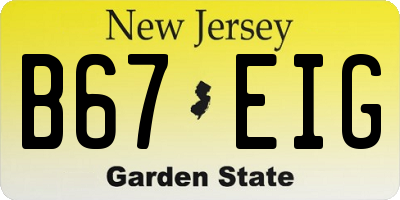 NJ license plate B67EIG