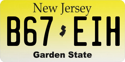 NJ license plate B67EIH