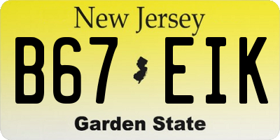 NJ license plate B67EIK