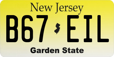 NJ license plate B67EIL