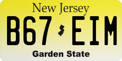 NJ license plate B67EIM