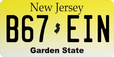 NJ license plate B67EIN