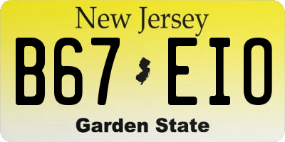 NJ license plate B67EIO