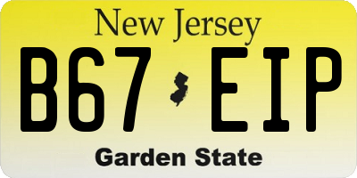NJ license plate B67EIP