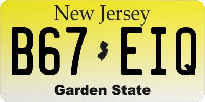 NJ license plate B67EIQ