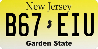NJ license plate B67EIU