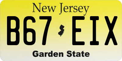 NJ license plate B67EIX